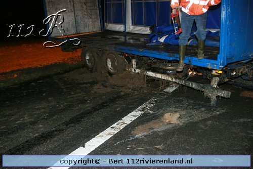 Vrachtwagen in de sloot