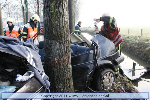 Auto tegen de boom