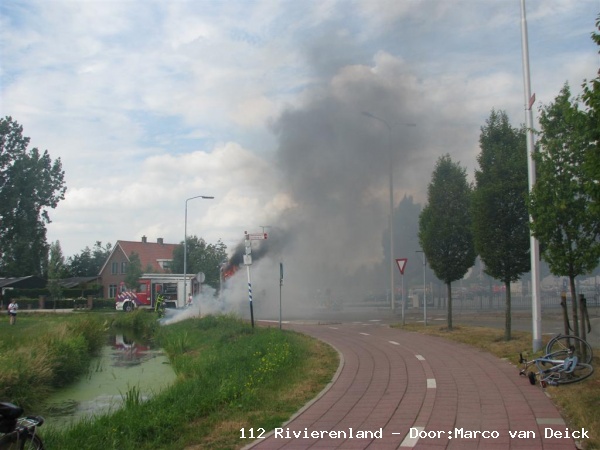 Vrachtauto in brand Loosdorp t.h.v. Karwei Leerdam