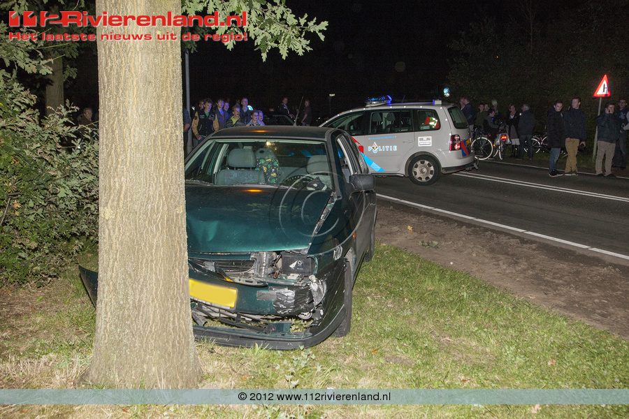 Auto tegen de boom Randweg