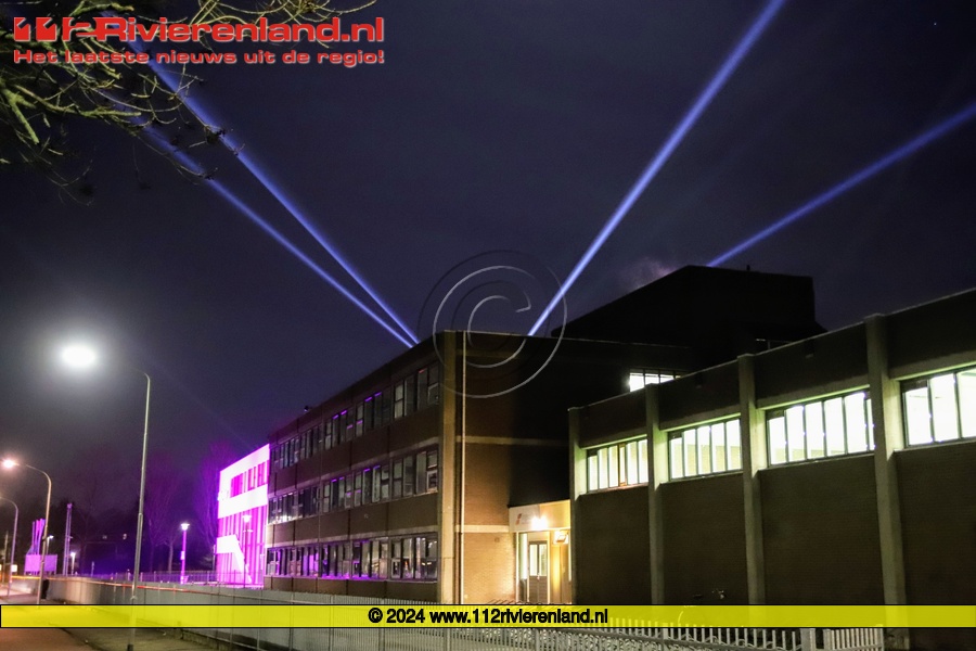 Lichtshow bij open dag van Lingecollege