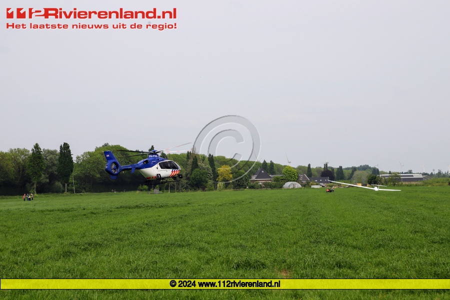 Thermiek valt weg, voorzorgslanding in Weiland