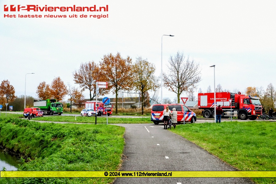 Brand in een vuilniswagen