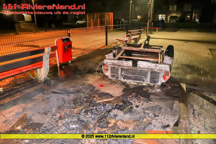 Aanhangwagen in brand