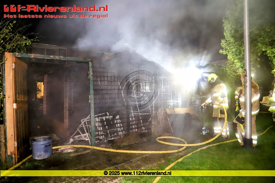 Brand in schuur achter woning