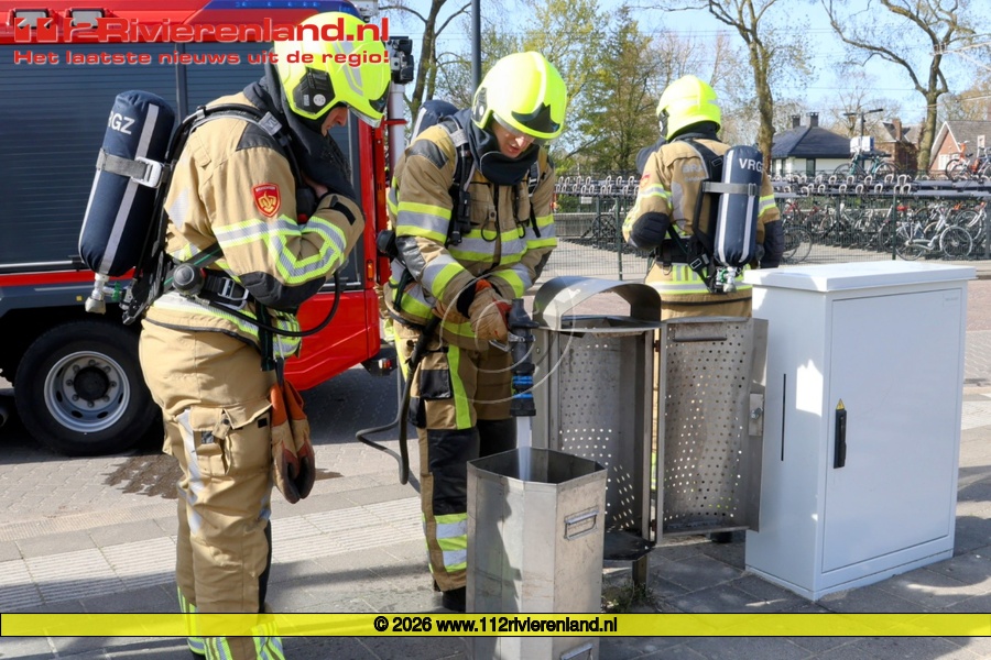 Containerbrand bij busstation